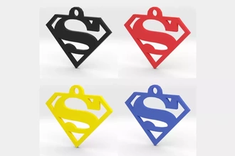 Superman logo 3d impression modèle trio mode homme clé pendentif accessoires bijoux chaîne Collier super héros porte clés symbole personnages 3d print model - Mito3D