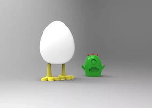 surprise egg 3d printing model - threeding alien funny cute 3d print model - Mito3D