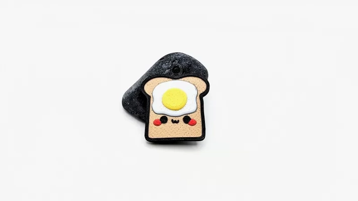 sweet toast mit ei schl sselanh nger 3d printing model - threeding tags egg bread food gift brot keychain breakfast kawaii anhanger s essen geschenk 3d print model - Mito3D