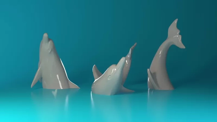 schwimmen delfine 3d drucken modell dreiding stichworte kunst skulptur dekorativ tiere meer ozean 3d print model - Mito3D