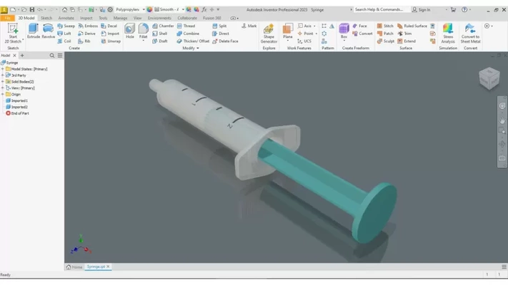 jeringuilla 3d impresión modelo trío etiquetas equipo ciencias médico instrumento salud hospital inyección fluidos aguja auxilios first aid 3d print model - Mito3D