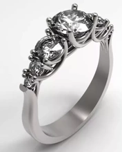 estrechándose diamante compromiso anillo 3d impresión modelo trío joyería joya 3d print model - Mito3D