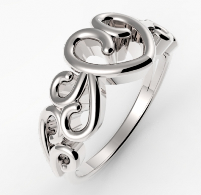 tapering filigree ring heart fashion 3D printing model, file, printable design, 3d print, ring, rings, jewelry, wirework, filigree, fine, beautiful, unique, designer 3D print model - Mito3D