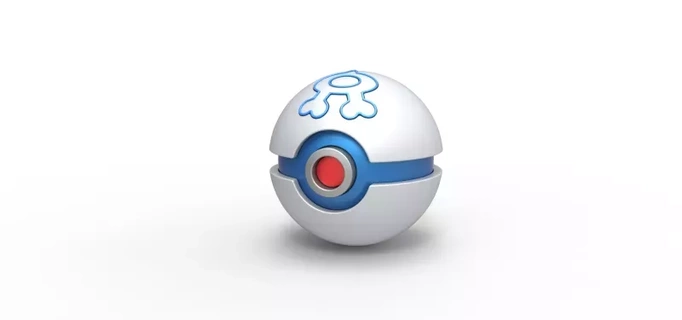 squadra acqua palla 3d stampa modello giocattolo contenitore stampabile anime Stampa Pokemon pokeball concetto teamaquaball teamacqua 3d print model - Mito3D