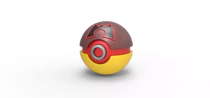 equipe magma bola 3d impressão modelo brinquedo recipiente imprimível anime Pokémon pokebola conceito timemagmaball timemagma 3d print model - Mito3D