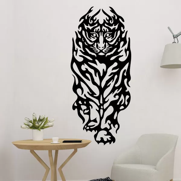 Tigre 2d Arte decoración 3d impresión modelo escultura animal león interior salvaje silueta pared 3D print model - Mito3D