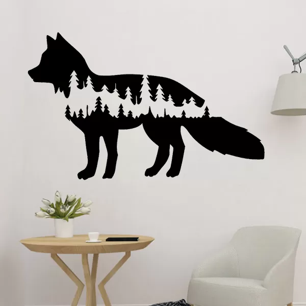tree fox 2d wall art 3d printing model - threeding decor wolf nature animal forest decoration 3D print model - Mito3D