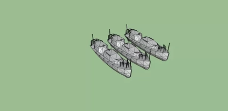 trio battleship enclosed lifeboats 3d printing model - threeding navy navalship 3d print model - Mito3D