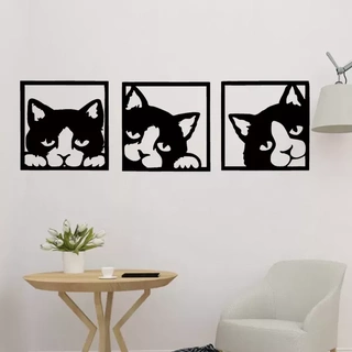 triple cat wall art 3d printing model animal decor 2d trible panel lovely 3d print model - Mito3D