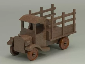 camion bois ancien jouet 3d impression modèle trio 3d print model - Mito3D