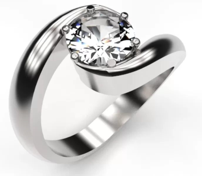 verdrehte Band Solitär Ring 3d Drucken Modell dreiding Schmuck Diamant Engagement 3D print model - Mito3D