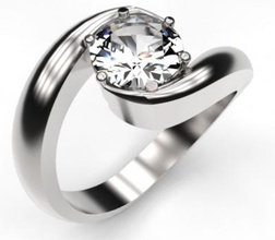 banda torcida solitaire ring de la moda 3D modelo impresión, impresión en archivo, imprimibles 3D, diseño 3d, Solitaire Ring, joyas, diamante, anillo compromiso 3d print model - Mito3D