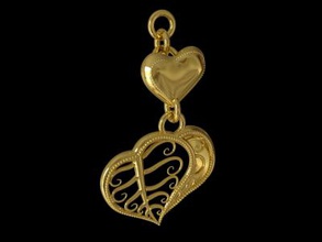 two heart leaf fashion 3D printing model, file, printable design, 3d print, leaf, heart, jewelry, pendant, keychain, gold, necklace, romantic, pandora 3d print model - Mito3D