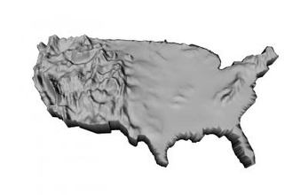 eua mapa em relevo natureza 3D modelo de impressão, a impressão arquivo design, 3d, eua, socorro, mapa, ao norte, américa 3d print model - Mito3D