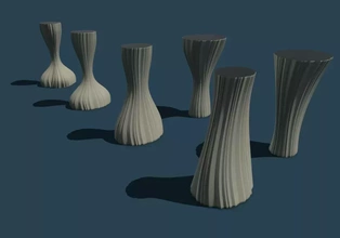 vase lignes 3d impression modèle trio décoration vases fleurs vase3dprint 3d print model - Mito3D