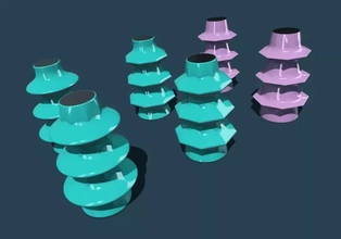 vaso pagode 3d impressão modelo trio decoração vasos flores vase3dprint 3d print model - Mito3D