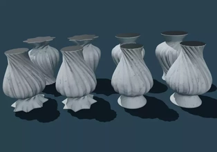 vaso espirou 3d impressão modelo trio decoração vasos flores vase3dprint 3d print model - Mito3D