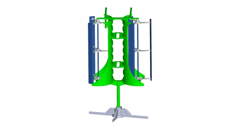 vertical eje viento turbina 3d impresión modelo trío 3D print model - Mito3D