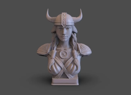 viking kız büst 3d baskı model üçleme etiketleri kadın heykel savaşçı kask boynuz i̇skandinav vikingler 3d print model - Mito3D