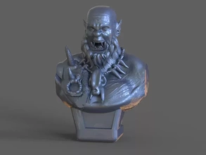 Warcraft Ork Büste 3d Drucken Modell dreiding Statue Gerste 3d print model - Mito3D