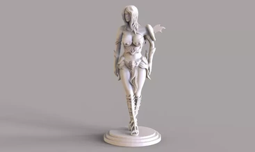 guerrier fille 3d impression modèle trio sculpture femme épée bouclier 3d print model - Mito3D