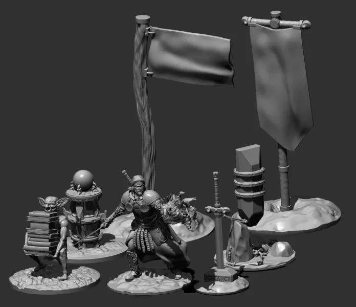 warsurge fantasy bundle 3d printing model - threeding sword knight goblin flags objectives orbs 3D print model - Mito3D