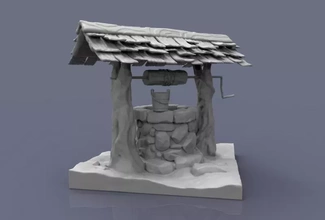 water 3d printing model - threeding antique wood boards tiles architecture stylized garden metal stone chain ancient house medieval fantasy miniature buildings castle roof retro models handmade exterior prop village stylization aged aging bucket rusty fixture source wellspring cartoontoon town farm peasant 3d print model - Mito3D