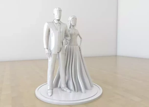 Casamento casal bolo decoração 3d impressão modelo trio 3dmodel 3dprint 3dp 3d print model - Mito3D