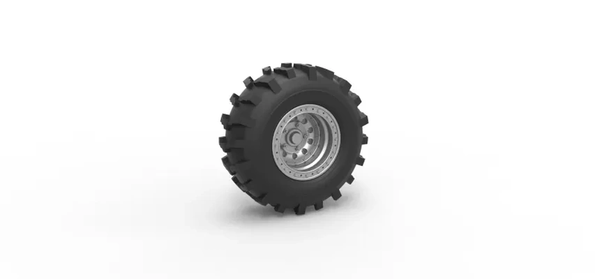 roue boue dragster version 3 échelle 1 25 3d impression modèle trio mots clés jouet imprimable pneu moulé pression escaladé traîne 3d print model - Mito3D