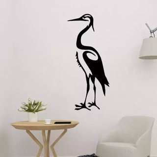 white egret stork wall art 3d printing model bird animal relief decor decoration logo stl 2d room study deco 3d print model - Mito3D