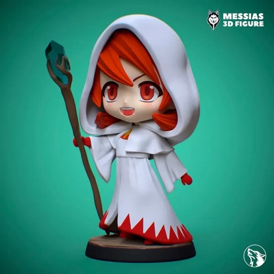 white mage chibi 3d printing model - threeding tags fantasy magic rpg 3d-printing figure collectibles gaming character design print file whimsical adorable figures enchanting characters community 3d print model - Mito3D