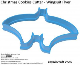 wingsuit volante - cortador de galletas navidad oficina la casa y el jardín 3D modelo impresión, impresión en archivo, imprimibles 3D, diseño 3d, cookie-cutter, navidad, wingsuit, batman, ray 3d print model - Mito3D