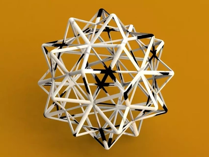 wireframe shape compound five octahedra 3d printing model art math shaped geometric mathematics mathematical shapes work mathematic decoration pattern design others 3d print model - Mito3D