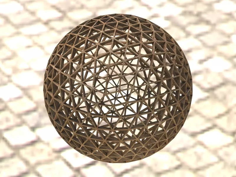 wireframe forma frequenza geodetica sfera 3d stampa modello treding tag arte decorazione cupola matematica marrone triangolo triangoli matematico forme stampanti mod 3D print model - Mito3D