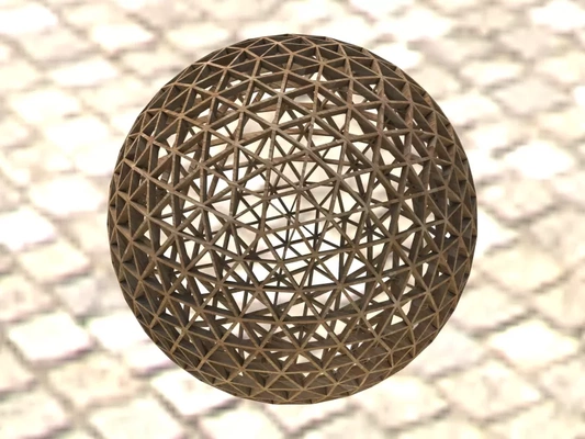 wireframe forma frequenza geodetica sfera 3d stampa modello treding tag arte decorazione cupola matematica marrone triangolo triangoli matematico forme stampanti mod 3d print model - Mito3D