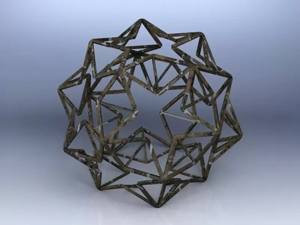 Drahtmodell gestalten klein ditrigonal Ikosidodekaeder 3d Drucken Modell Geometrie Mathematik geformt geometrisch mathematisch Kunst Formen Muster Design 3d print model - Mito3D