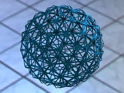Drahtmodell gestalten trianguliert Ball 3d Drucken Modell Geometrie Mathematik geformt geometrisch mathematisch Kunst Formen Muster Design 3d print model - Mito3D