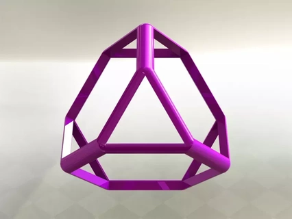 wireframe forma troncato tetraedro 3d stampa modello arte geometria geometrico forme decorazione design archimede 3d print model - Mito3D