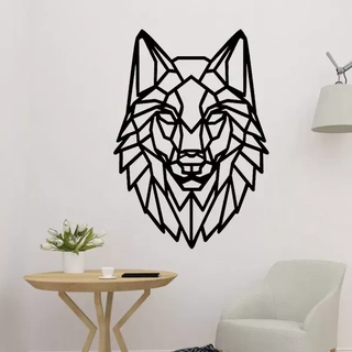 wolf head polygonal 2d decor 3d printing model art decoration wall panel puma 3d print model - Mito3D