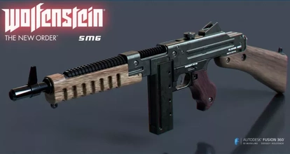 wolfenstein ordine smg 3d stampa modello treding Uniti d'America oggetti scena mitragliatrice pistola us army 3d print model - Mito3D
