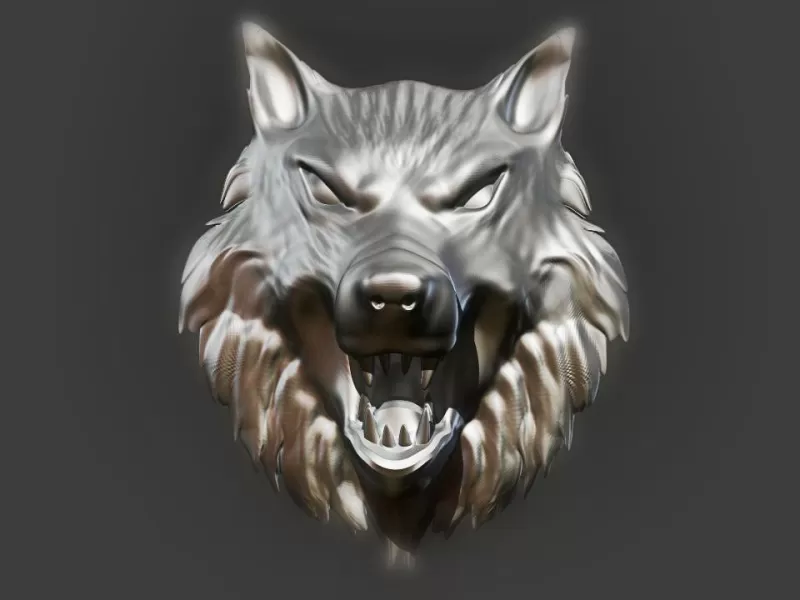 cabeça lobo 3d impressão modelo trio decoração animal Lobo cão 3D print model - Mito3D