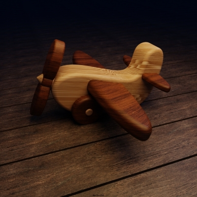 wooden baby aeroplane art toy sculpture 3D print model - Mito3D