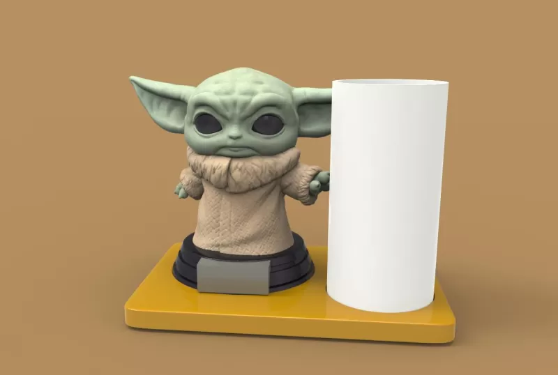 yoda penna titolare supporto 3d stampa modello treding porta praticità Guerre stellari 3D print model - Mito3D