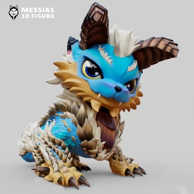 zinogre chibi 3d print model printing - threeding tags collectibles files collectors' delight characters unique figures customizable captivating collecting monster hunter fan fantasy figurines adorable monsters merchandise 3d print model - Mito3D