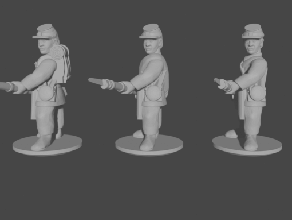 10 15 bürgerlich Krieg Infanterie Sack Mäntel Bajonette angehoben wargaming3d 28mm Miniatur 3d print model - Mito3D