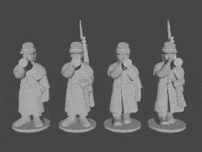 10 & 15mm civil war buglers greatcoats - wargaming3d 28mm miniature 3d print model - Mito3D