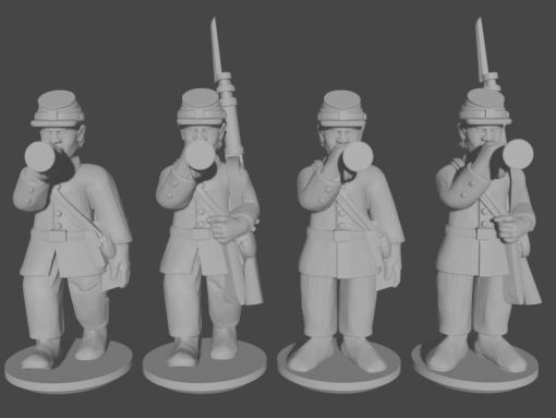 10 & 15mm civil war buglers sack coats - wargaming3d 28mm miniature 3D print model - Mito3D