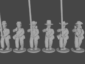 10 & 15mm civil war confederate standard bearers marching pose 1 - wargaming3d 28mm miniature 3d print model - Mito3D