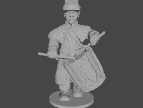 10 & 15mm civil war drummers greatcoats marching pose 1 - wargaming3d 28mm miniature 3d print model - Mito3D