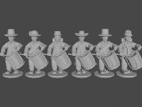 10 & 15mm civil war drummers sack coats marching pose 1 - wargaming3d 28mm miniature 3d print model - Mito3D